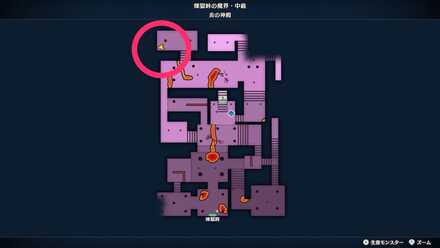 「炎の神殿」北西の部屋にあるツボのちいさなメダルの場所マップ