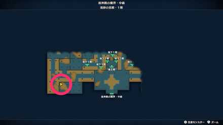 「流砂の宮殿」1階の南西の小部屋のツボのちいさなメダルの場所マップ