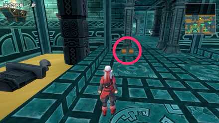 「流砂の宮殿」1階、北の小部屋のツボのちいさなメダルの場所