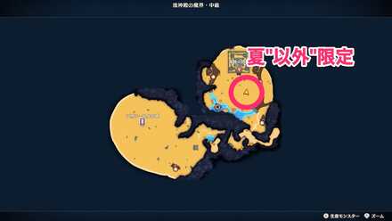 流砂の宮殿の南、強敵近くのツボ（夏以外）のちいさなメダルの場所マップ