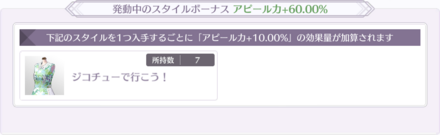 特定のスタイルを所持しているとアピール力上昇