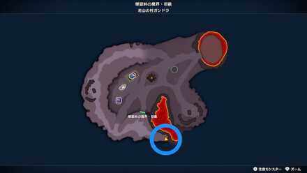 岩山の村ガンドラの南にあるツボのちいさなメダルの場所マップ