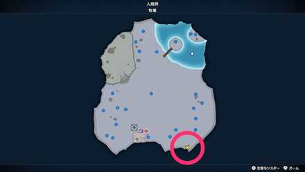 牧場の南東のツボのちいさなメダルの場所マップ