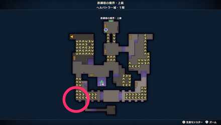1階南西の移動床の隅にある宝箱のちいさなメダルの場所マップ