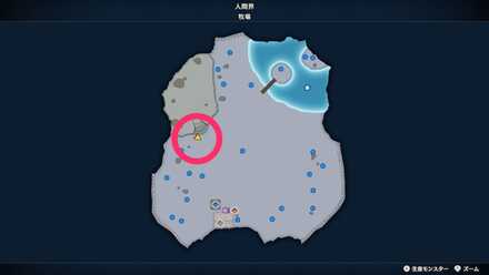 牧場の北東のツボのちいさなメダルの場所マップ