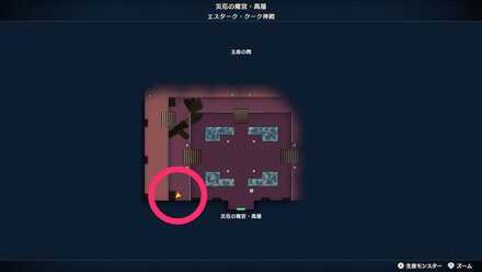 クーク神殿西の階段を登った左手のツボのちいさなメダルの場所マップ
