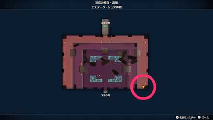 ジュマ神殿の南東行き止まりのツボのちいさなメダルの場所マップ