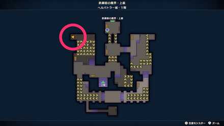 1階北西の移動床の先にある宝箱のちいさなメダルの場所マップ