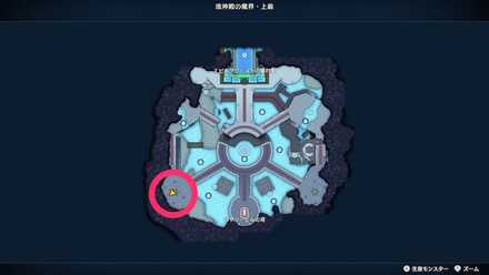 西の祭壇上部の石像の裏のツボのちいさなメダルの場所マップ