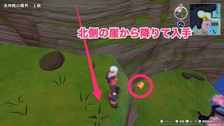 北西の崖の上から降りてきて入手のちいさなメダルの場所