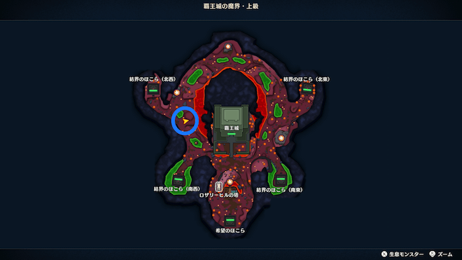 覇王城の魔界・上級のメタルキングの出現場所マップ③