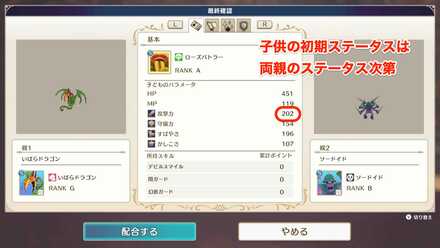 配合後のステータス