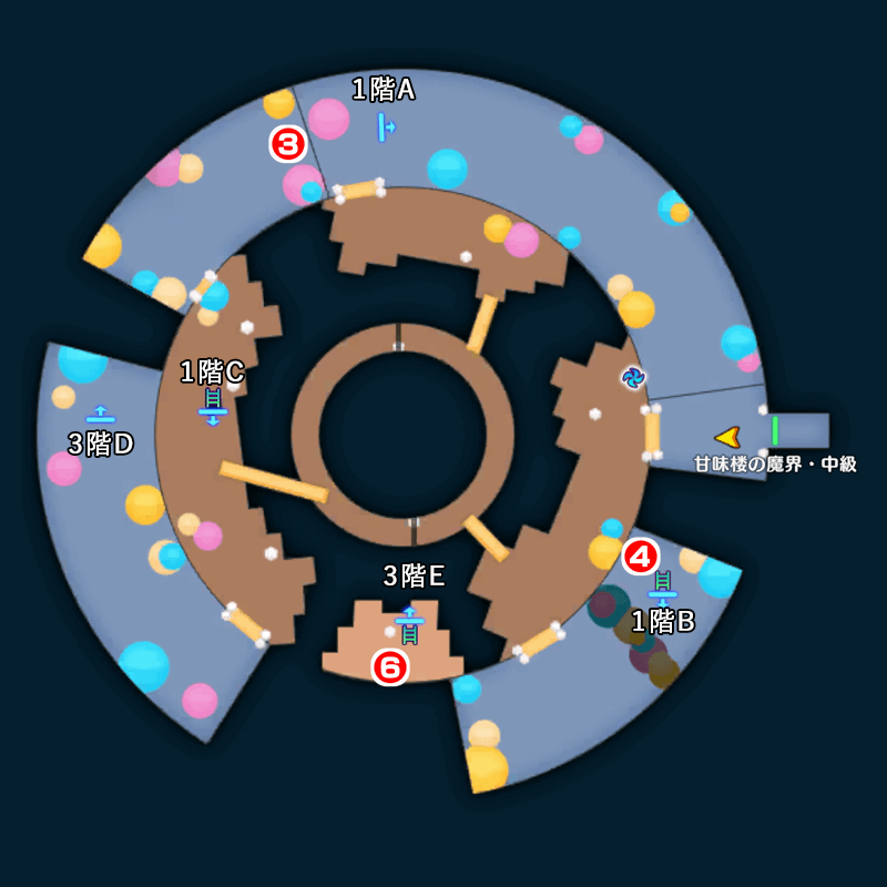 【甘味楼の魔界】中級／アイスの迷宮のマップ