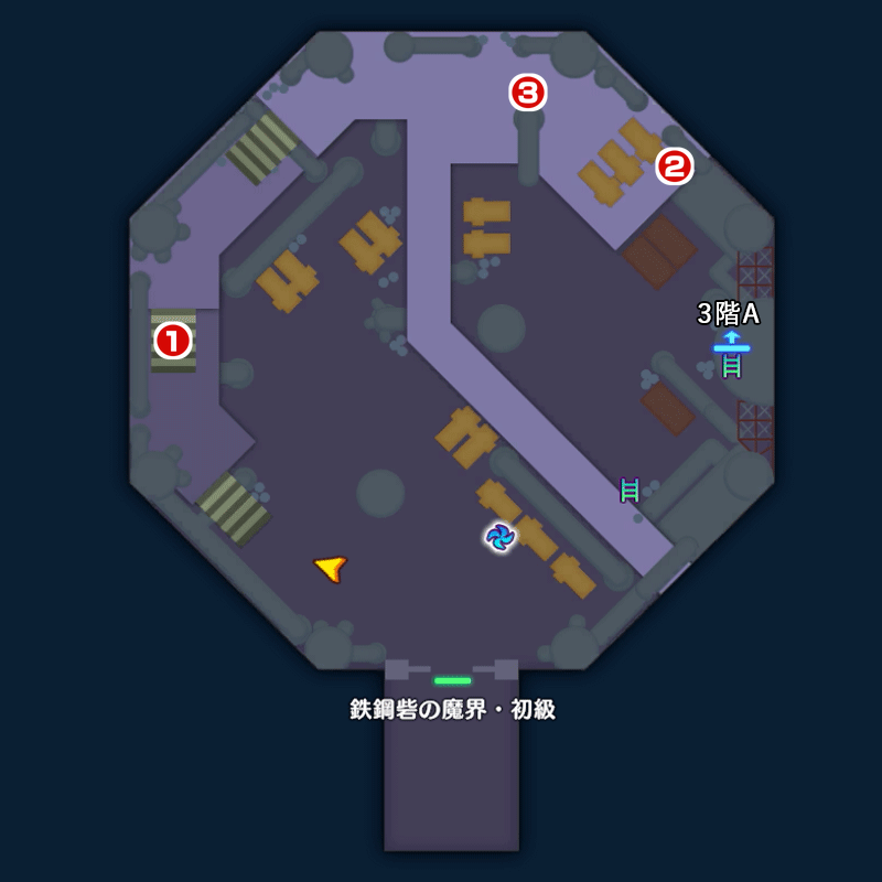 【鉄鋼砦の魔界】初級／大監視塔のマップ