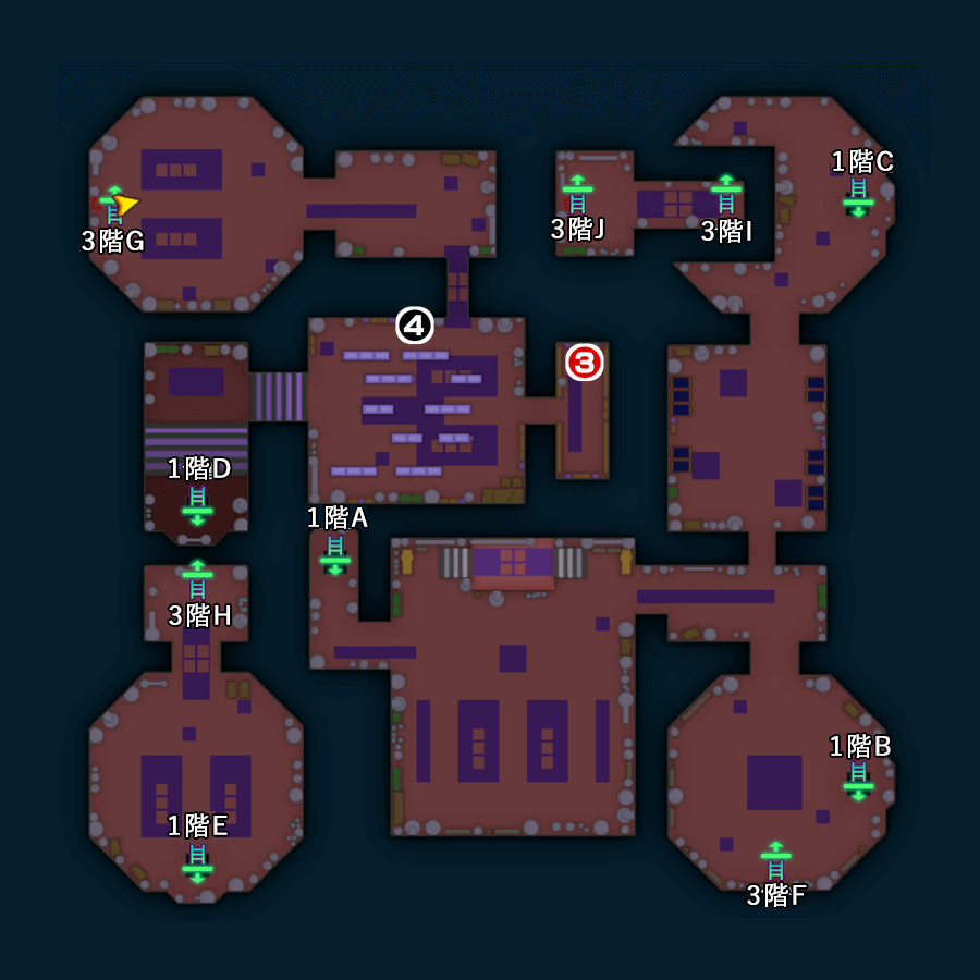 【鉄鋼砦の魔界】中級/常夜の要塞のマップ