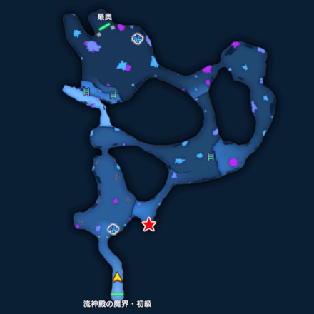 【流神殿の魔界】初級／大結晶の洞窟の宝箱マップ