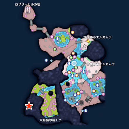 【流神殿の魔界】初級の宝箱マップ