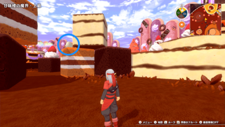 すぐ隣の高台にあるお菓子ブロックの上を確認