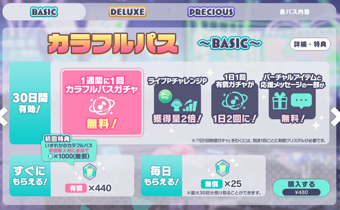 カラフルパス購入画面