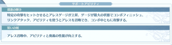カタリナのサポートアビリティの説明