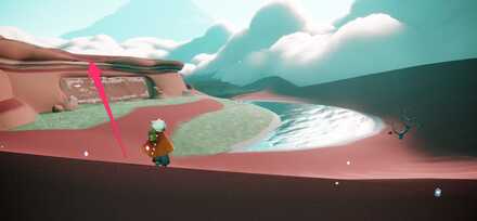 案内人のいる壁画の高台の上