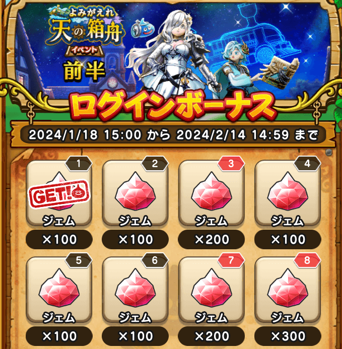 ログインボーナス画面