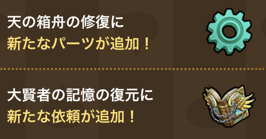 パーツと依頼が追加