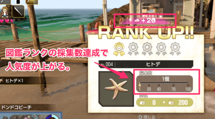 序盤は虫取りで人気度を上げる