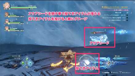 アクアシードを倒して投てきアイテムを拾おう