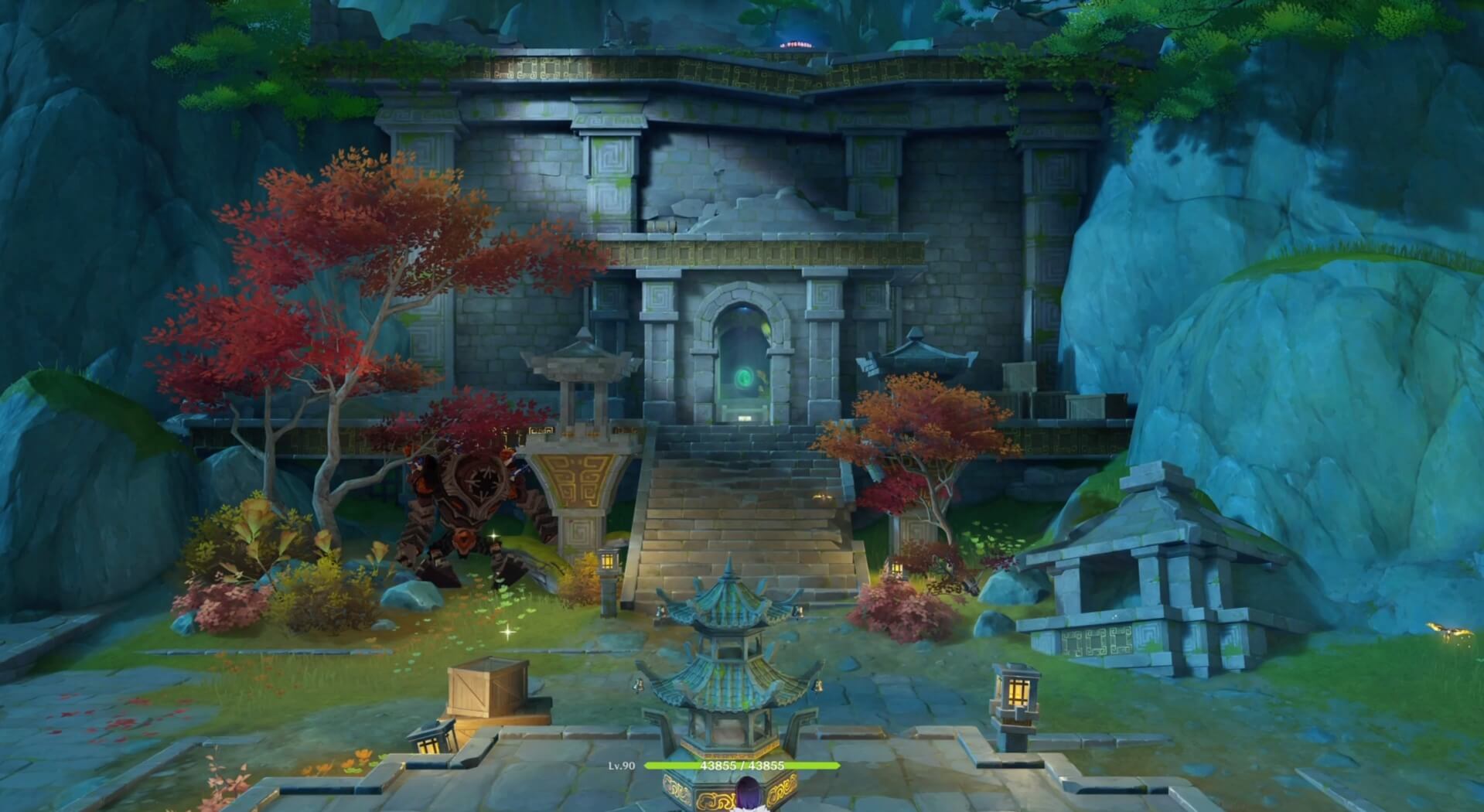 中央の遺跡の門が開く