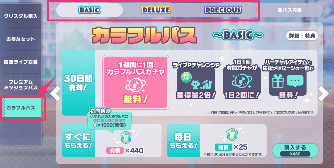 カラフルパス購入画面