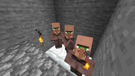 村人INアイアンゴーレムトラップ画像