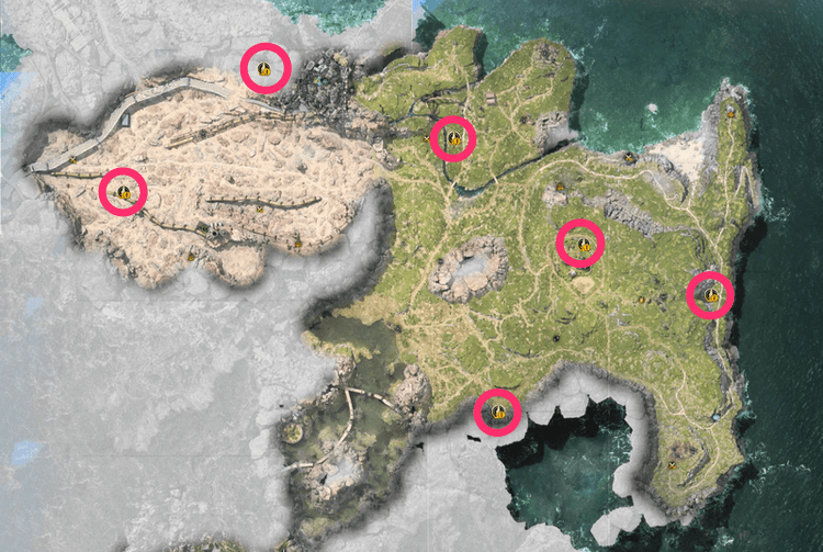 グラスランドエリアの通信塔の場所マップ