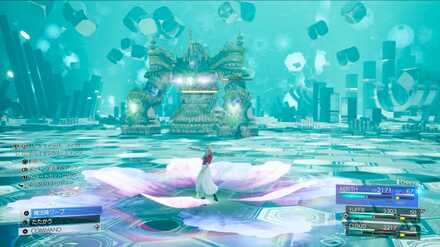 エアリスは聖なる魔法陣を置いて魔法を撃つ