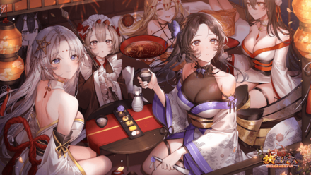 楼台で眺める花火