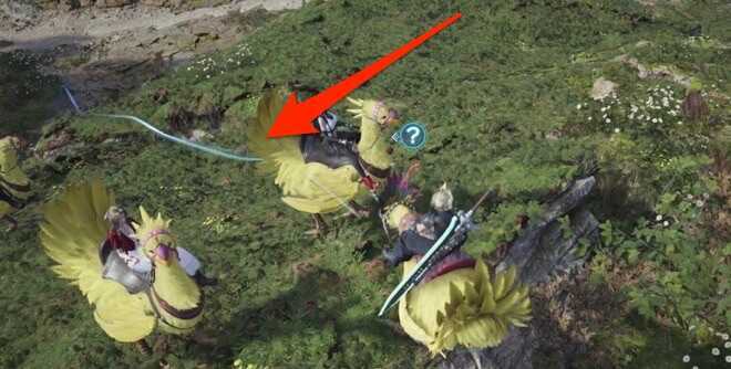 チョコボが匂いを嗅いで光の線が出ている画像