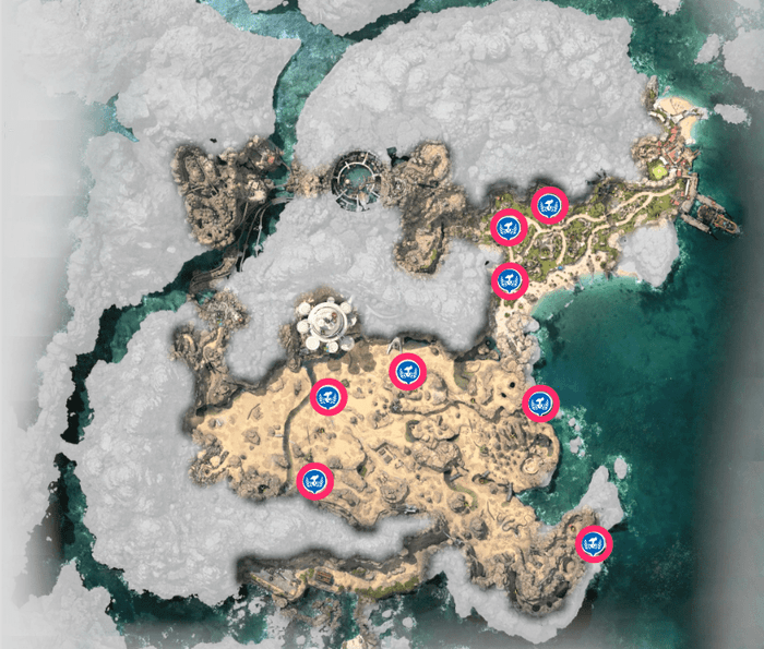 コレルエリアのチョコボストップのマップ