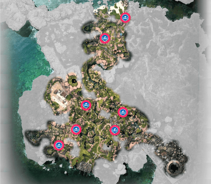 ゴンガガエリアのチョコボストップのマップ