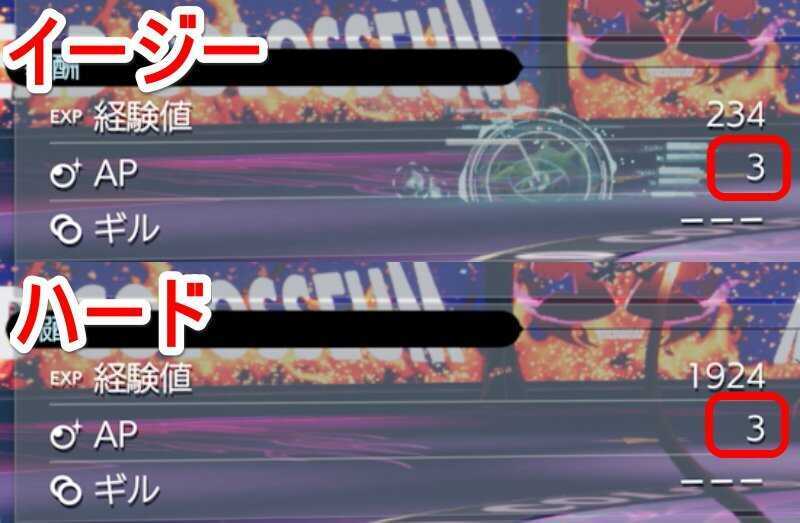 イージーとハードの獲得AP比較