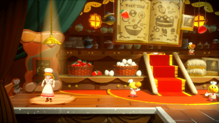 パティシエピーチに変身するエリアの左手前のランプ前