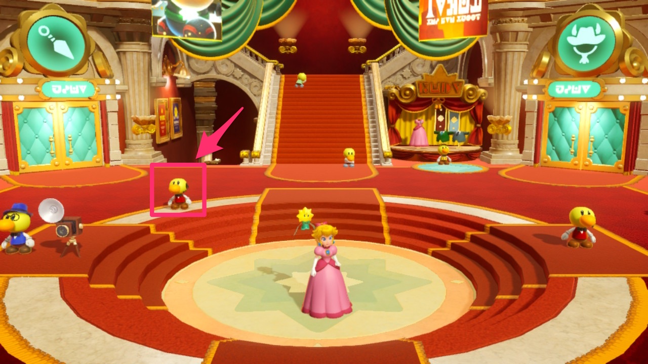 エントランスの左側にいるキャストンに声をかける