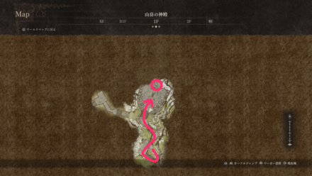 山岳の神殿の行き方マップ