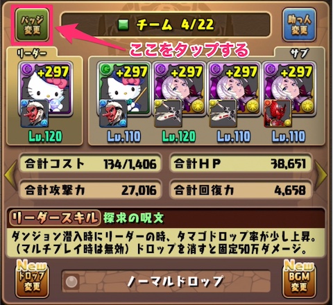 覚醒バッジの付け方