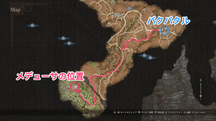 メデューサの場所の拡大マップ