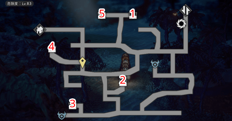 緑斑の岩床 宝箱 位置