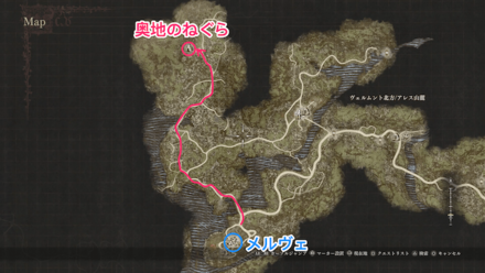 奥地のねぐらの場所