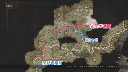 岩壁の通路の場所