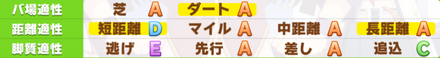両バ場適性と複数の距離適性をAに上げる