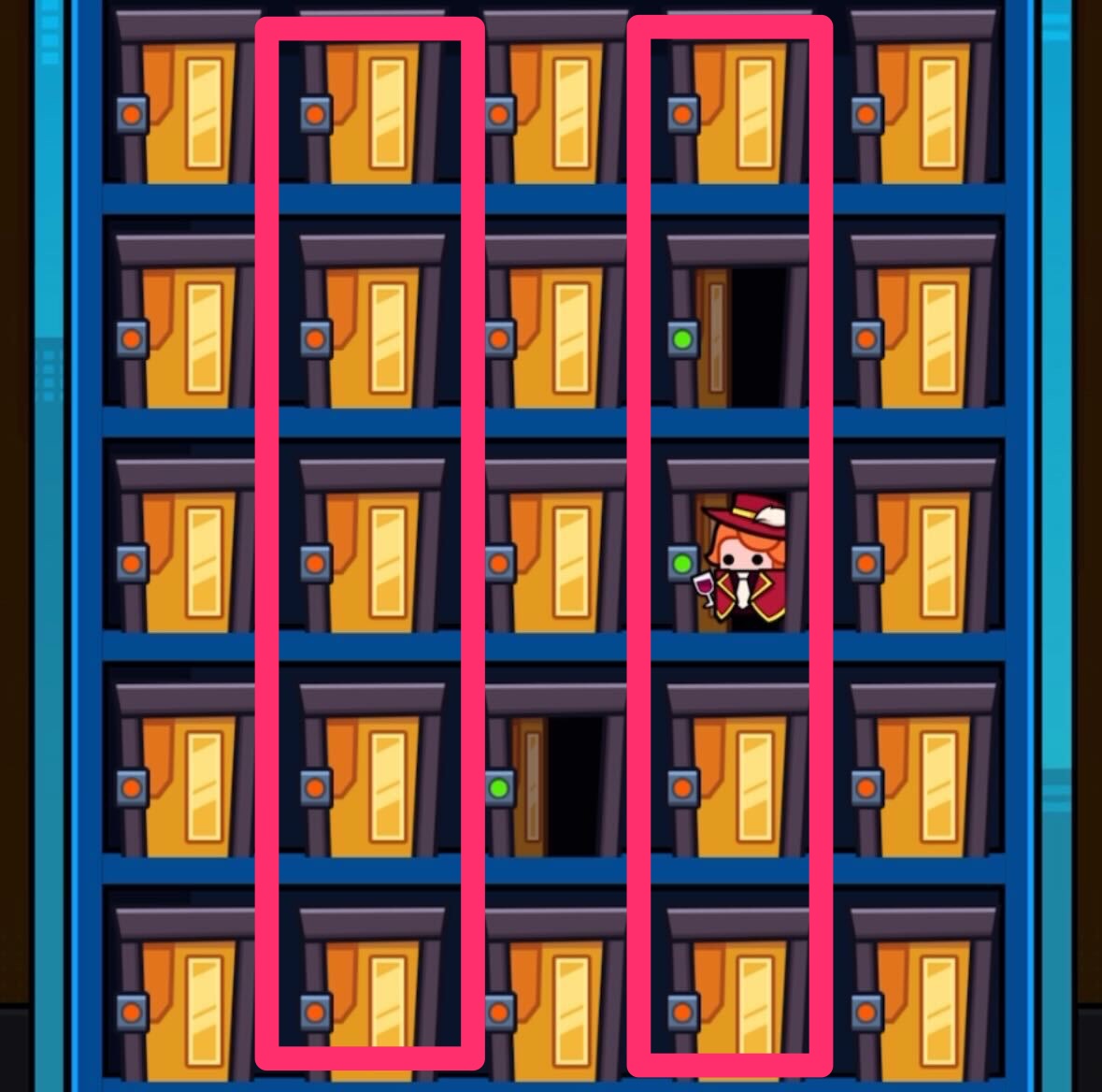 キングが出現すると両隣のドアを開けてくれる