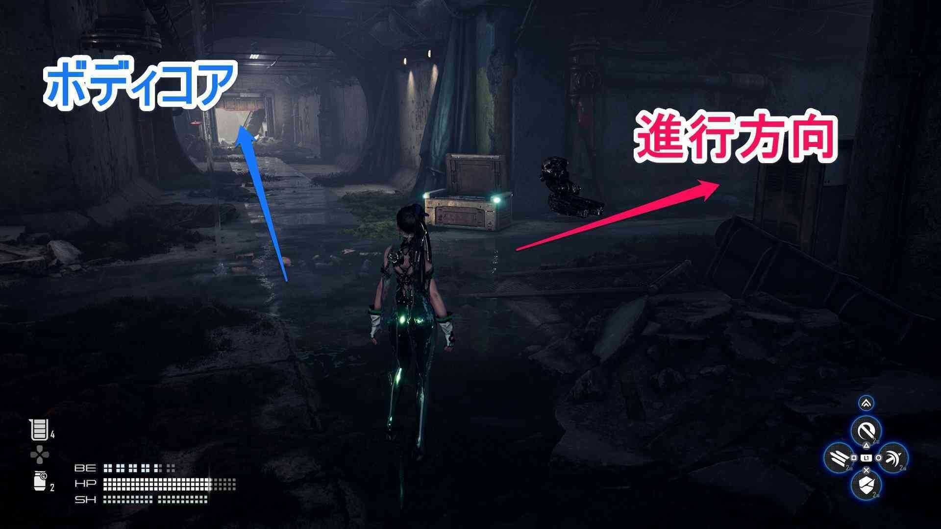 地下通路の分かれ道の画像